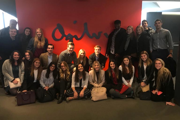 A group of Bloomington Ad Club students on at an event